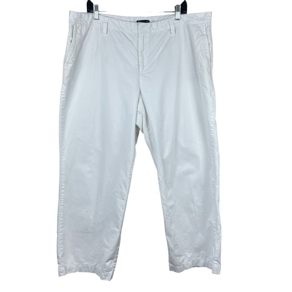Gap Outlet Straight Leg Chino Pants Womens Size 20 White‎ Flat Front High Rise - Picture 1 of 15
